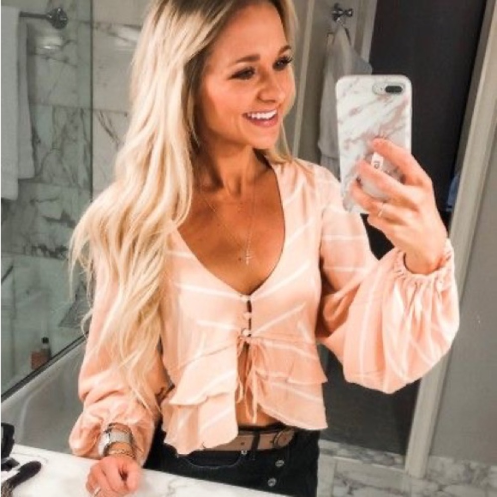 Free People Samifran Striped Ruffle Top - Picture 5 of 6